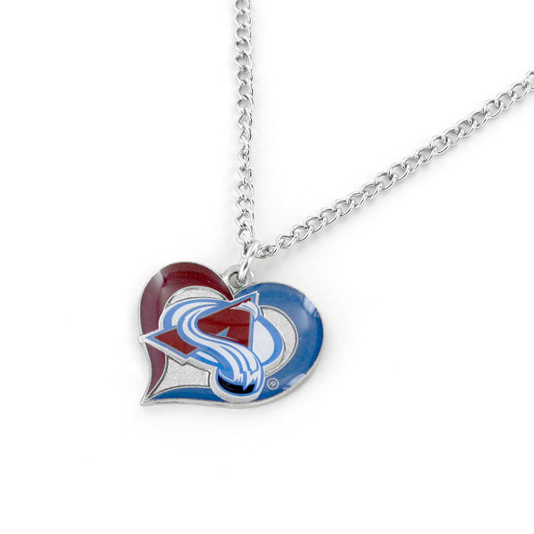 WHOLESALE COLORADO AVALANCHE SWIRL HEART NECKLACE