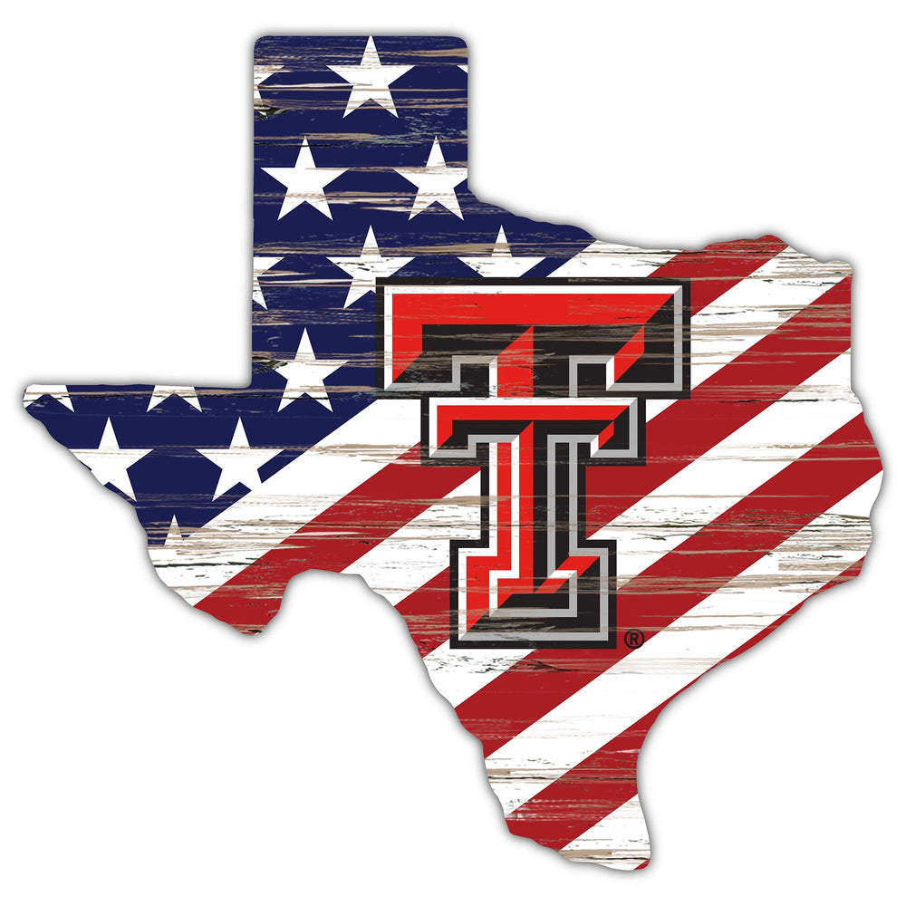 Wholesale C2043-American Flag State Cutout 12in / C2043-Texas Tech