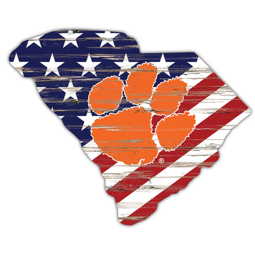 Wholesale C2043-American Flag State Cutout 12in / C2043-Clemson