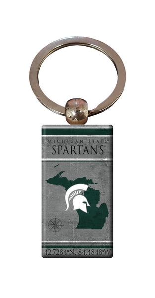 Wholesale C2052-Coordinates Keychain / C2052-Michigan State