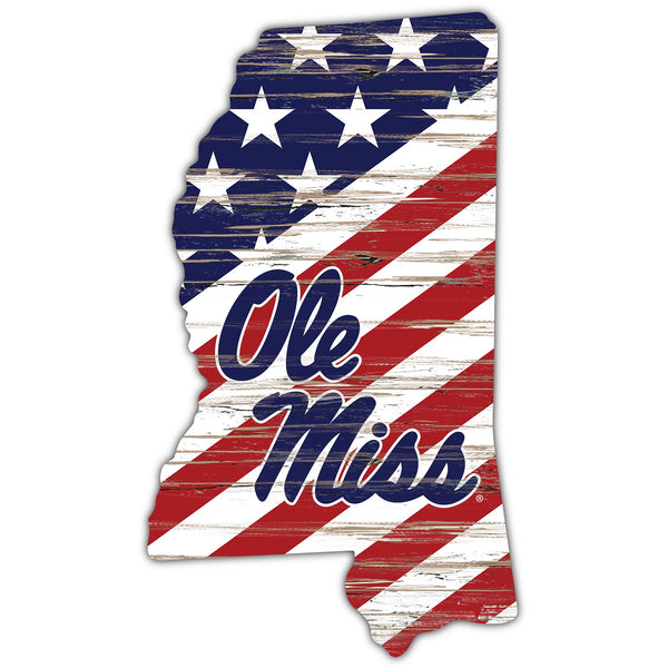 Wholesale C2043-American Flag State Cutout 12in / C2043-Ole Miss