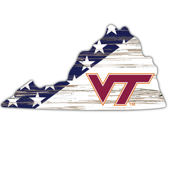 Wholesale C2043-American Flag State Cutout 12in / C2043-Virginia Tech