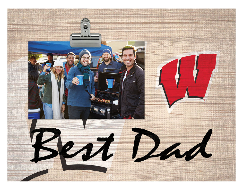 Wholesale C1090-Best Dad Burlap Clip Frame / C1090-Wisconsin