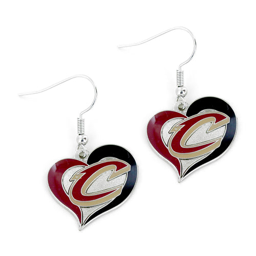 WHOLESALE CLEVELAND CAVALIERS SWIRL HEART EARRINGS