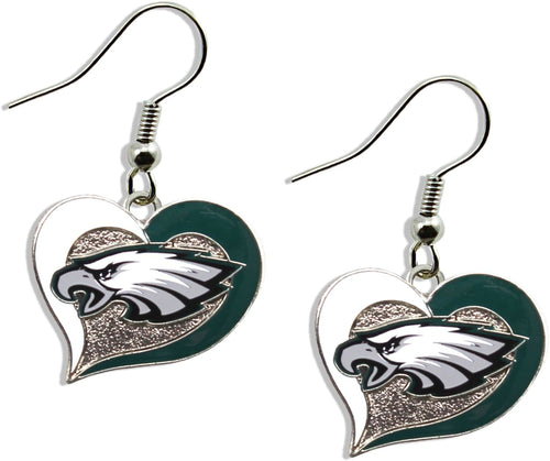 WHOLESALE PHILADELPHIA EAGLES SWIRL HEART EARRINGS
