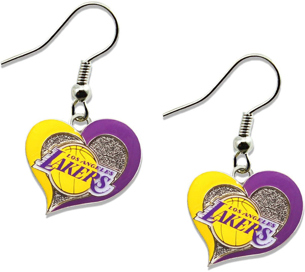 WHOLESALE LOS ANGELES LAKERS SWIRL HEART EARRINGS
