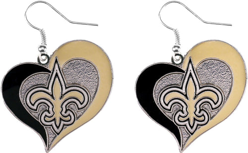 WHOLESALE NEW ORLEANS SAINTS SWIRL HEART EARRINGS
