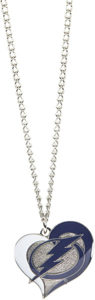 WHOLESALE TAMPA BAY LIGHTNING SWIRL HEART NECKLACE