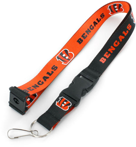WHOLESALE CINCINNATI BENGALS (ORANGE / BLACK) REVERSIBLE LANYARD