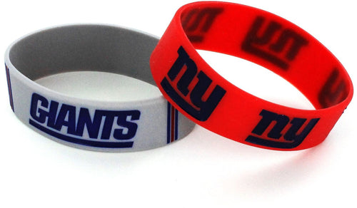 WHOLESALE NEW YORK GIANTS WIDE BRACELETS (2-PACK)