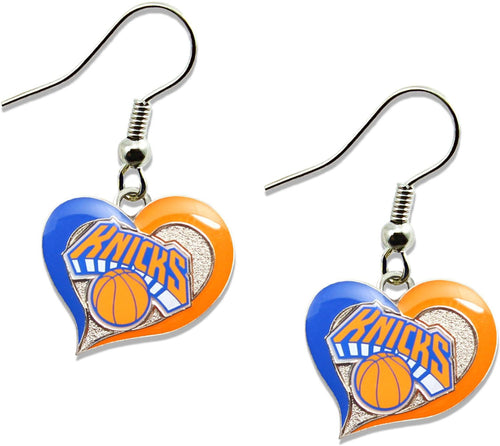 WHOLESALE NEW YORK KNICKS SWIRL HEART EARRINGS