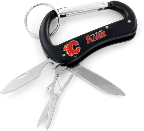 CALGARY FLAMES CARABINER MULTI TOOL KEYCHAIN (SP)