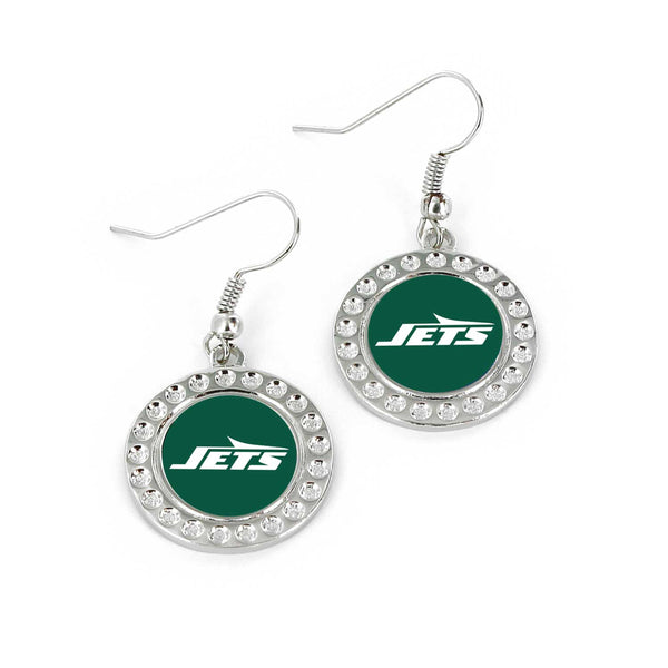 WHOLESALE NEW YORK JETS DIMPLE EARRINGS (FJ-1080)
