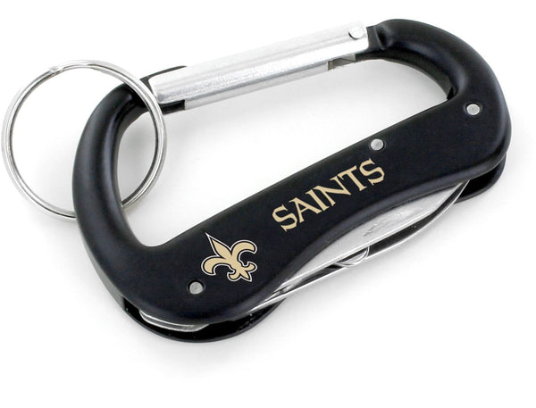 WHOLESALE NEW ORLEANS SAINTS CARABINER MULTI TOOL KEYCHAIN  (SP)