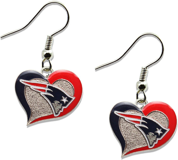 WHOLESALE NEW ENGLAND PATRIOTS SWIRL HEART EARRINGS