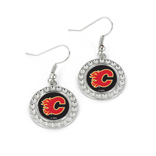 CALGARY FLAMES DIMPLE EARRINGS (FJ-1080)