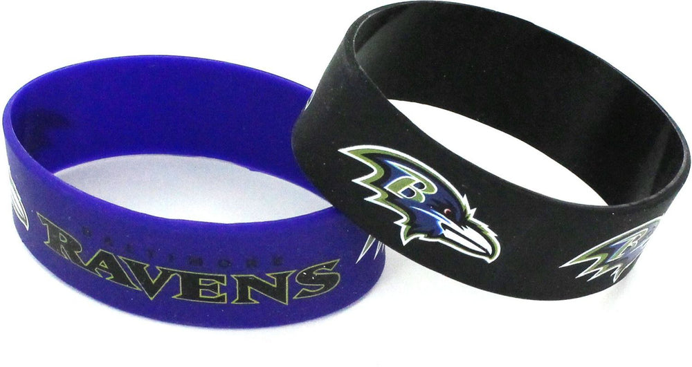 WHOLESALE BALTIMORE RAVENS WIDE BRACELETS (2-PACK)