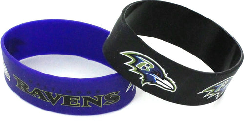 WHOLESALE BALTIMORE RAVENS WIDE BRACELETS (2-PACK)