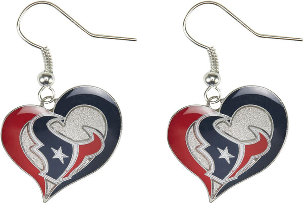 WHOLESALE HOUSTON TEXANS SWIRL HEART EARRINGS