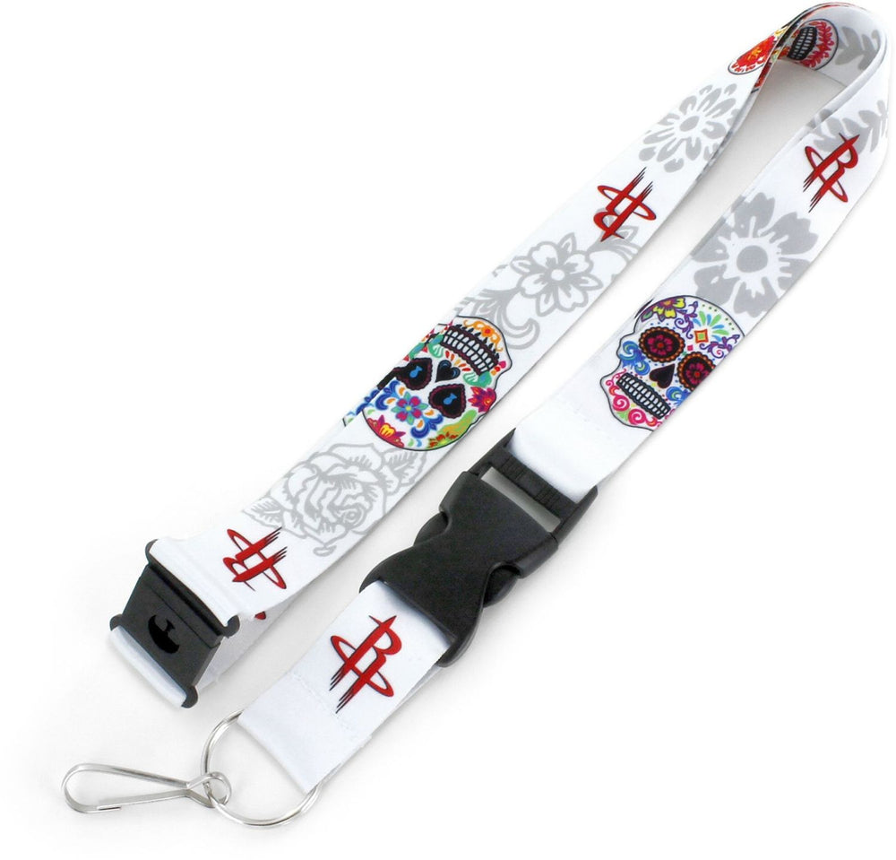 WHOLESALE HOUSTON ROCKETS (WHITE) SUGAR SKULL LANYARD