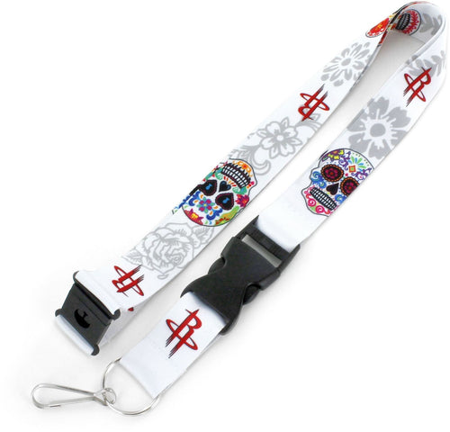 WHOLESALE HOUSTON ROCKETS (WHITE) SUGAR SKULL LANYARD