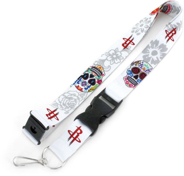 WHOLESALE HOUSTON ROCKETS (WHITE) SUGAR SKULL LANYARD