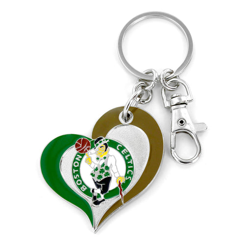 WHOLESALE BOSTON CELTICS SWIRL HEART KEYCHAIN