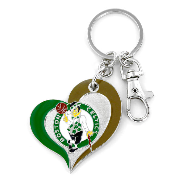 WHOLESALE BOSTON CELTICS SWIRL HEART KEYCHAIN