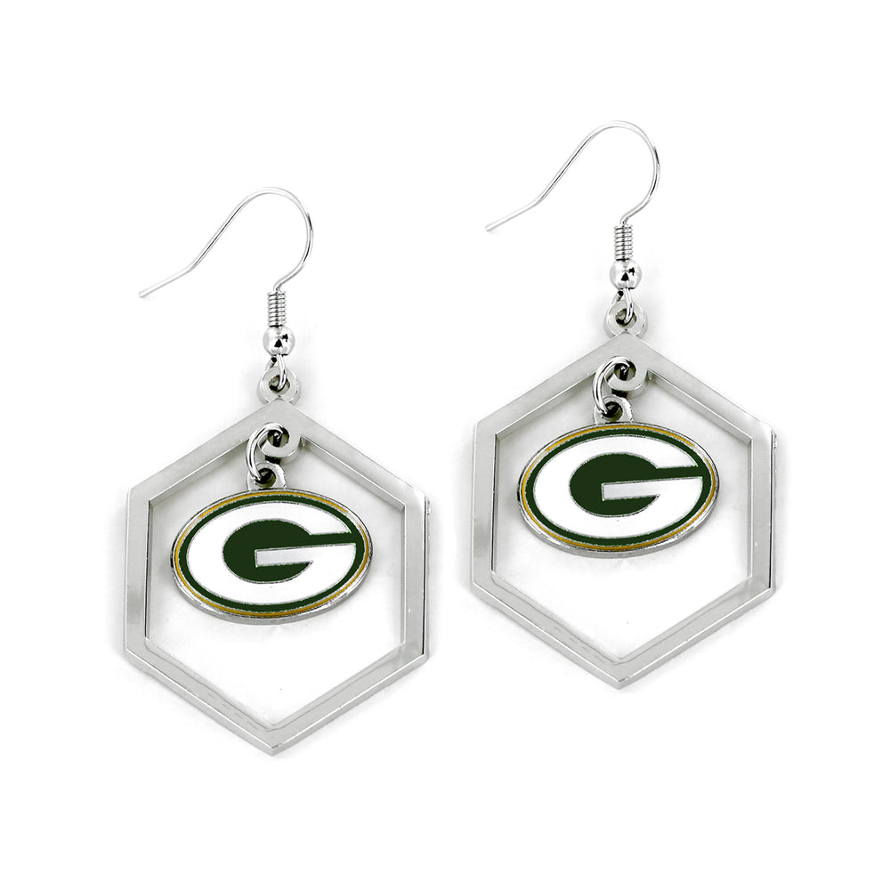 WHOLESALE GREEN BAY PACKERS HEXAGON CUTOUT EARRING