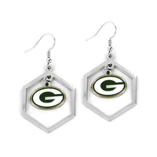 WHOLESALE GREEN BAY PACKERS HEXAGON CUTOUT EARRING