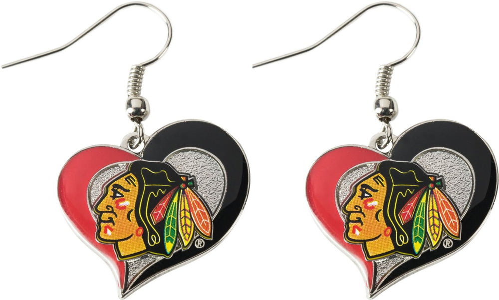 CHICAGO BLACKHAWKS SWIRL HEART EARRINGS