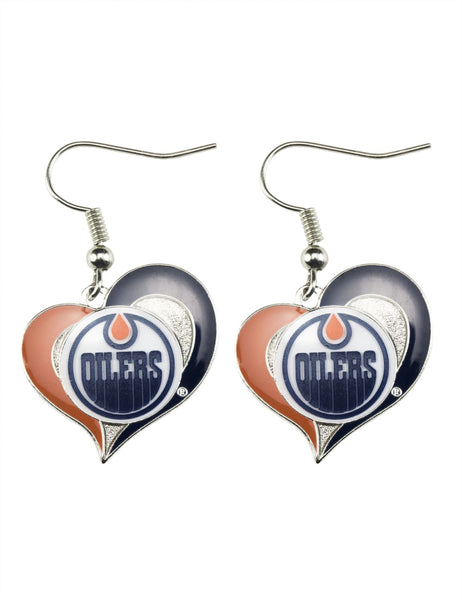 WHOLESALE EDMONTON OILERS SWIRL HEART EARRINGS