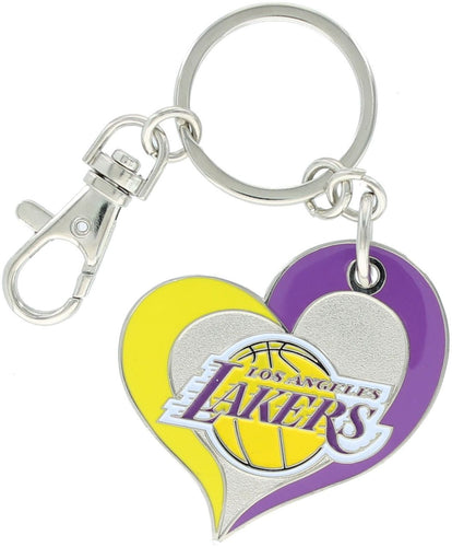 WHOLESALE LOS ANGELES LAKERS SWIRL HEART KEYCHAIN
