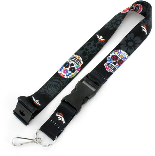 DENVER BRONCOS (BLACK) SUGAR SKULL LANYARD