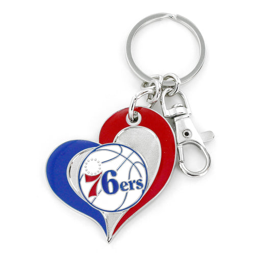 WHOLESALE PHILADELPHIA 76ERS SWIRL HEART KEYCHAIN