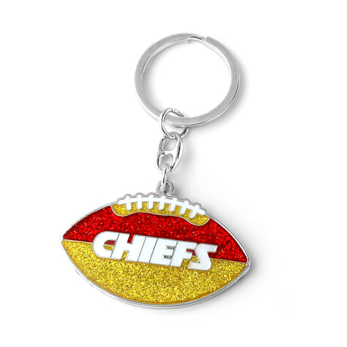 WHOLESALE KANSAS CITY CHIEFS GLITTER FOOTBALL KEYCHAIN