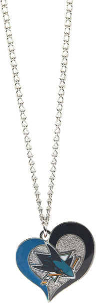 WHOLESALE SAN JOSE SHARKS SWIRL HEART NECKLACE