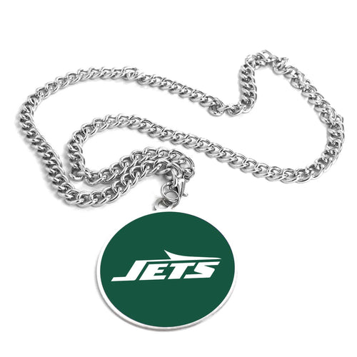 WHOLESALE NEW YORK JETS (SILVER) TEAM EMBLEM NECKLACE