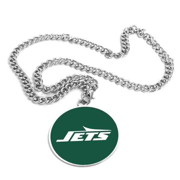 WHOLESALE NEW YORK JETS (SILVER) TEAM EMBLEM NECKLACE