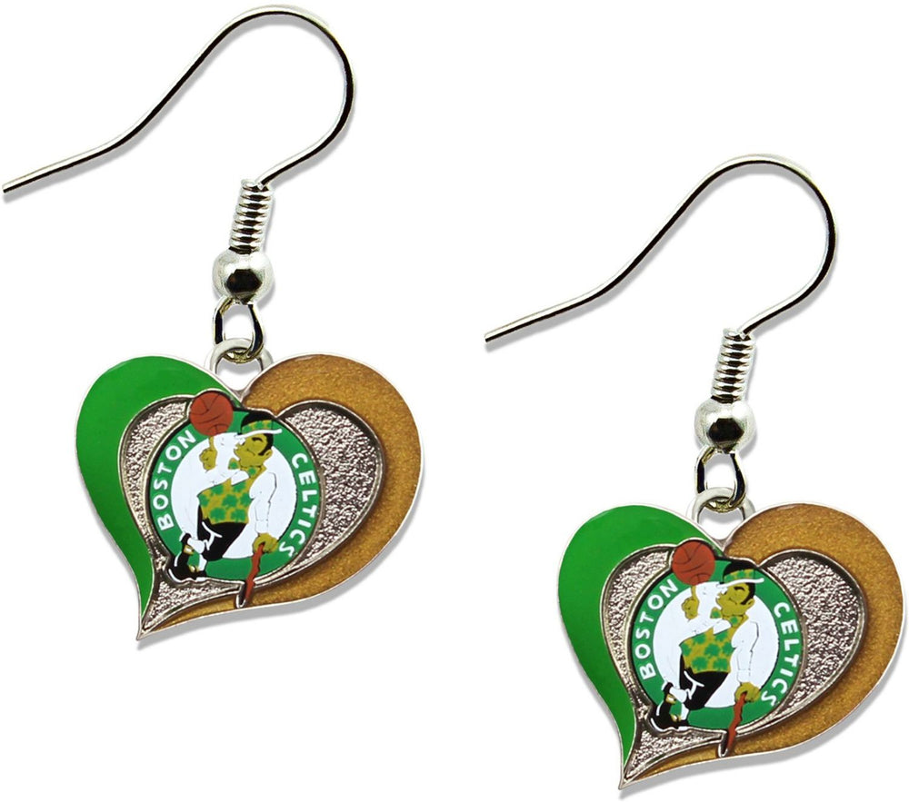 WHOLESALE BOSTON CELTICS SWIRL HEART EARRINGS