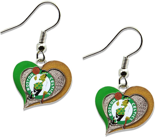 WHOLESALE BOSTON CELTICS SWIRL HEART EARRINGS