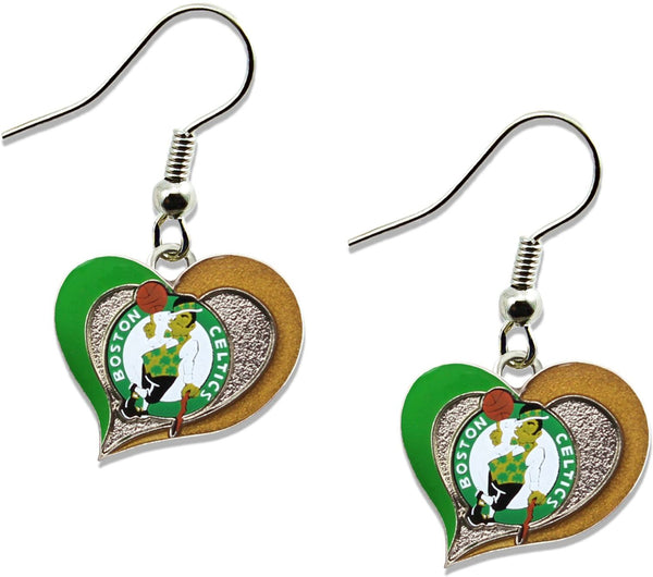 WHOLESALE BOSTON CELTICS SWIRL HEART EARRINGS