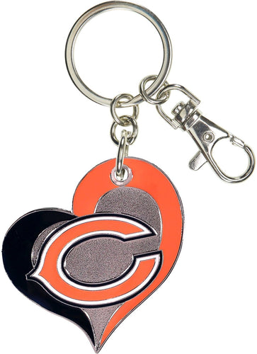 CHICAGO BEARS SWIRL HEART KEYCHAIN