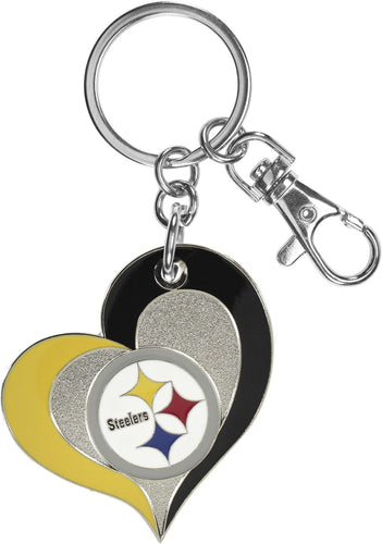 WHOLESALE PITTSBURGH STEELERS SWIRL HEART KEYCHAIN