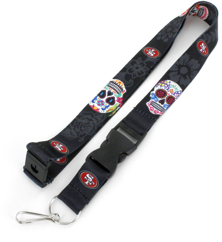 WHOLESALE SAN FRANCISCO 49ERS (BLACK) SUGAR SKULL LANYARD