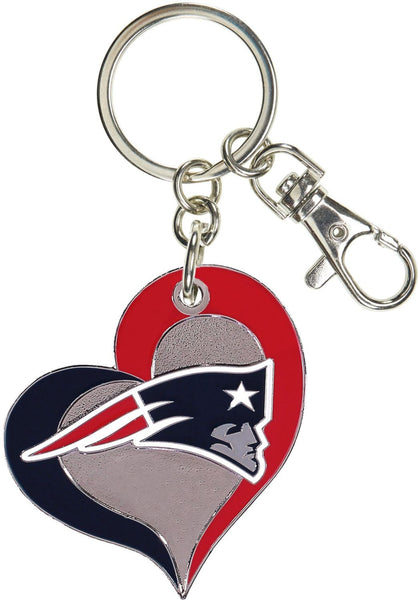 WHOLESALE NEW ENGLAND PATRIOTS SWIRL HEART KEYCHAIN