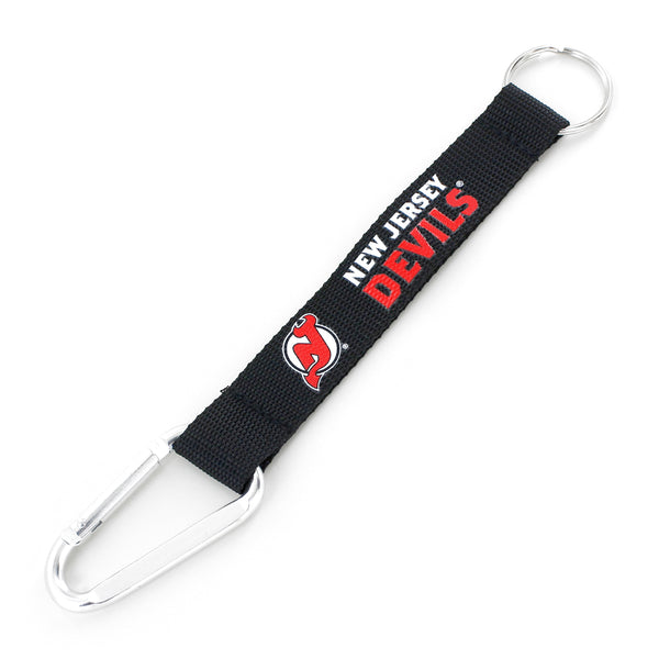 WHOLESALE NEW JERSEY DEVILS (BLACK) CARABINER LANYARD KEYCHAIN