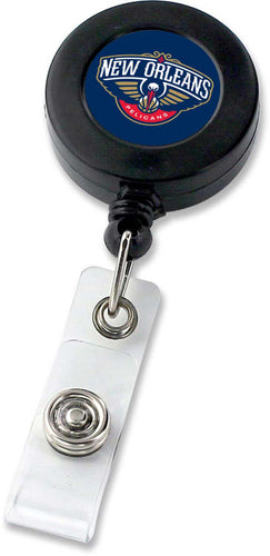 WHOLESALE NEW ORLEANS PELICANS (BLACK) RETRACTABLE BADGE HOLDER (NE)