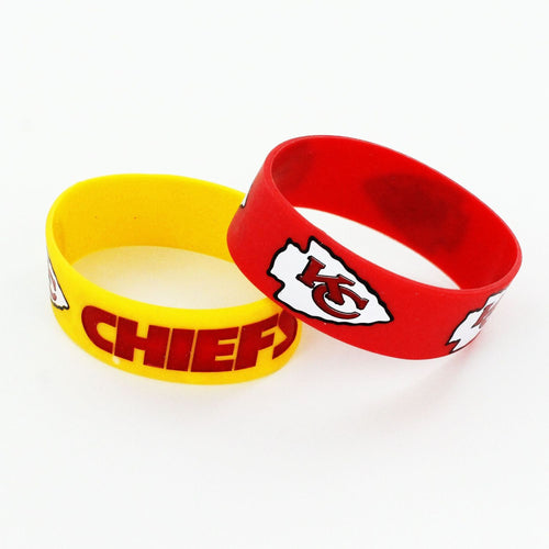 WHOLESALE KANSAS CITY CHIEFS WIDE BRACELETS (2-PACK)