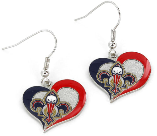 NEW ORLEANS PELICANS SWIRL HEART EARRINGS